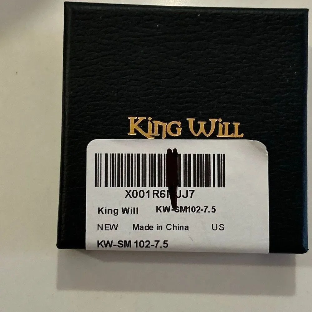 NEW King Will Tungsten Carbide spinner ring black with blue chain size 7.5